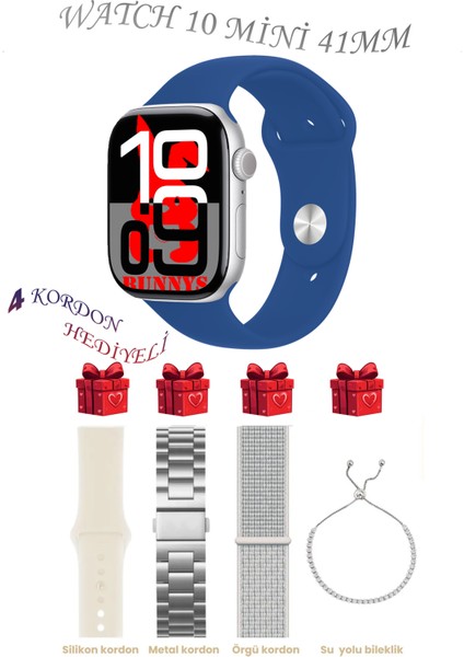 Lg Uyumlu Mavi Akıllı Saat Watch 10 Mini Kordon Hediyeli Amoled Ekran 41MM