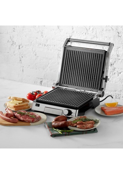 Yanmaz Yapışmaz Paslanmaz Çelik Biogranit Izgara ve Tost Makinesi Inox, 2000W