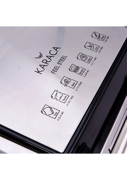 Yanmaz Yapışmaz Paslanmaz Çelik Biogranit Izgara ve Tost Makinesi Inox, 2000W