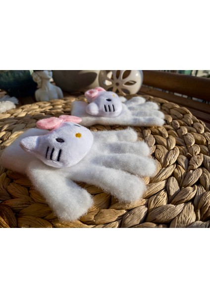 Kız Çocuk Peluş Hello Kitty Beyaz Esnek ve Yumuşak Çocuk Eldiven fiyatları