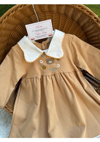 Ayıcık Nakışlı Kız Elbise