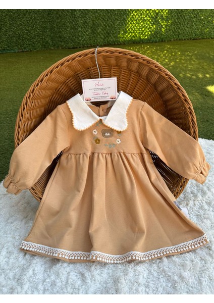 Ayıcık Nakışlı Kız Elbise modelleri