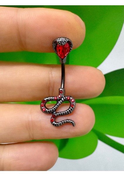 Cerrahi Çelik Siyah Renk Kobra Yılan Göbek Piercingi