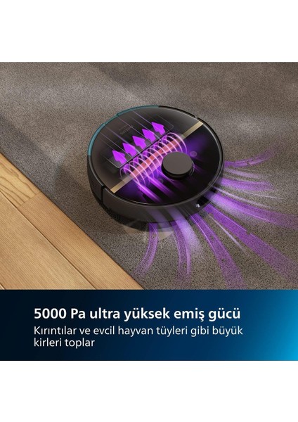 Islak ve Kuru Temizlik Robotu, 5200 Mah Li-Ion PIL,5000 Pa Emiş Gücü Homerun 7000 Series - Luciole Lambader Hediyeli modelleri
