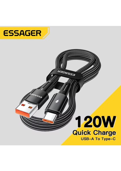 120W 2-Metre Usb To Type-C Pd Süper Hızlı Şarj-Data Veri Kablosu Örgülü