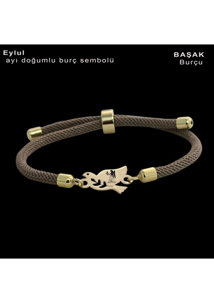 14 Ayar Altın Plakalı Özel Kuş Figürlü, Kahverengi Örgülü Detayıyla Burçlar Sembollü Bileklik, Muazzam Enerjisiyle Gençlere Etkileyici Bir Hediye!