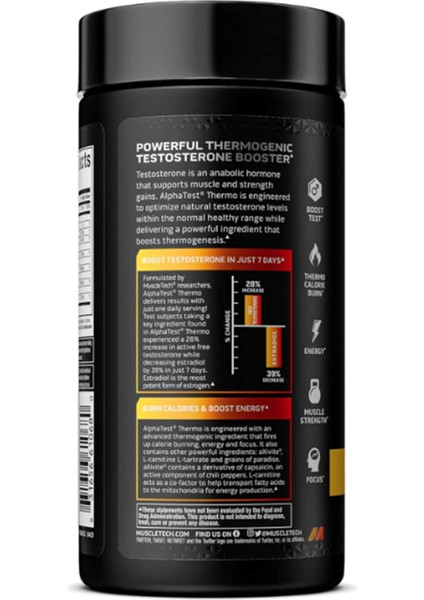 Alphatest Thermo Test Booster For Men - T-Boost Mens - Muscle Growth, Stamina & Energy - 90 Capsul.made In Usa modelleri