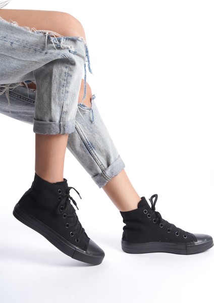 Siyah Kadın Uzun Keten Spor Ayakkabı Günlük Sneakers Cnv6 fiyatları