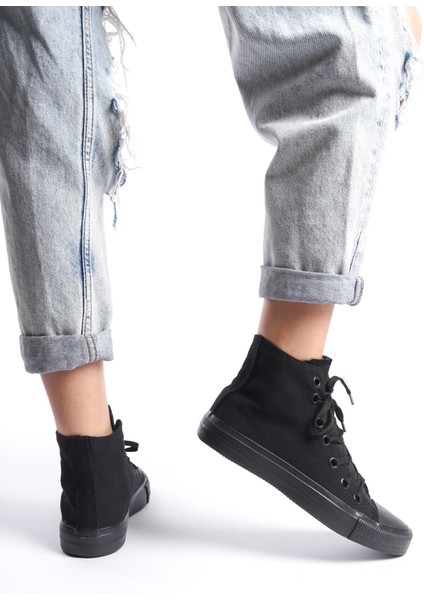 Siyah Kadın Uzun Keten Spor Ayakkabı Günlük Sneakers Cnv6 fırsatları
