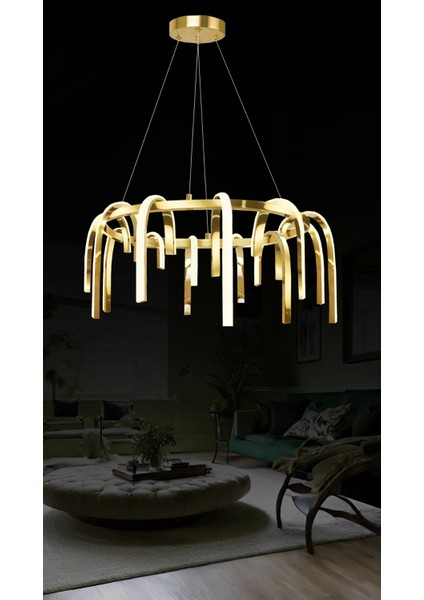 Opella 60'lık Gold Renkli Sarkıt Led Avize ve Ledli Avize