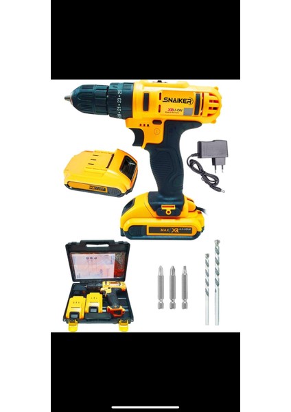 12 V 1.2 Ah Çift Metal Şanzıman Çift Akülü Şarjlı Vidalama Matkap + 5 Parça Uç