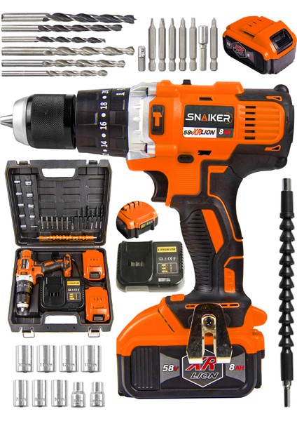21 V 1.2 Ah 13 mm Metal Mandren Darbeli Çift Akülü Vidalama Matkap + 27 Parça Pro Set Turuncu fiyatları
