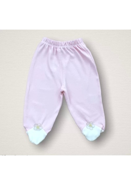 Baharın Çiçekli Kalbi Nakışlı %100 Cotton Antibakteriyel 10LU Zıbın Takımı Hastane Çıkışı Pembe