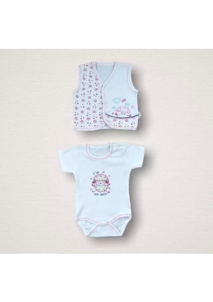 Kıvırcık Kuzu Nakışlı %100 Cotton Antibakteriyel 10LU Zıbın Takımı Hastane Çıkışı Ekru