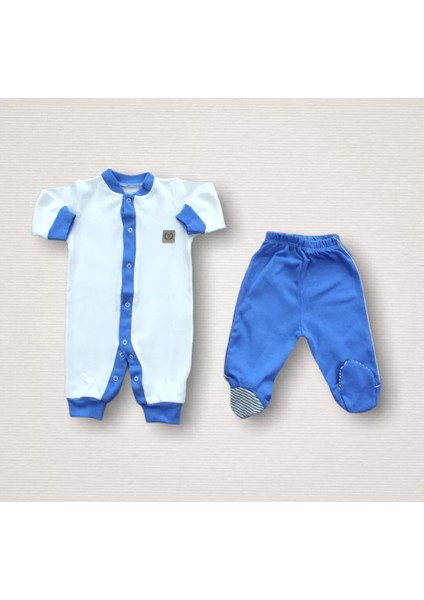 Minik Centilmen I Nakışlı %100 Cotton Antibakteriyel 10LU Zıbın Takımı Hastane Çıkışı Mavi