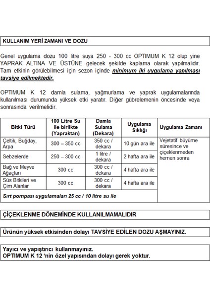 Arel Chem Optımum K12 (Potasyum Çözeltisi Bitki Öz Savunma Artırıcı) 1 Lt'lik Ambalajda fırsatları