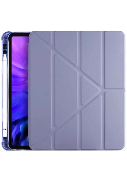 iPad Air 11 Katlanir Kalem Bölmeli Uyku Modlu Kapak Tablet Kılıf + Bluetoothlu Klavye Mouse