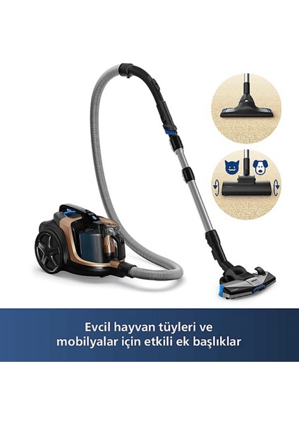 Hepa Filtreli Torbasız Elektrikli Süpürge - Süper Turbo Fırça Ile Etkili Temizlik Performansı - Onerous Lambader Hediye