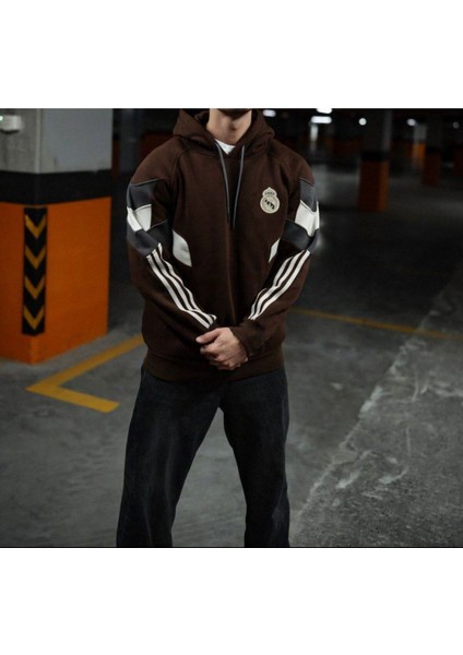 Kapüşonlu Real Sweatshırt - Çok Kaliteli Dikiş Detaylı Kol Madrid Sweat modelleri