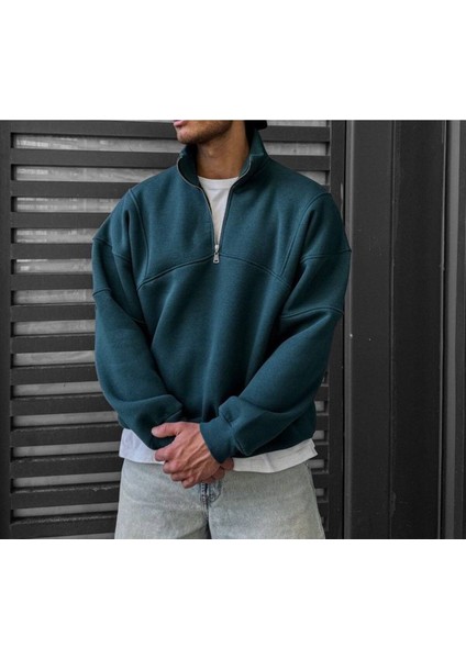 Fermuar Yaka Penye Sweat - 3 Iplik Şardonlu Kaliteli Unısex Sweat - Oversıze Kalıp modelleri