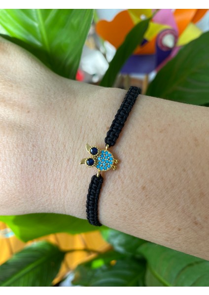 Baykuş Desenli Zirkon Taşlı Makrome Örgülü Bileklik fırsatları