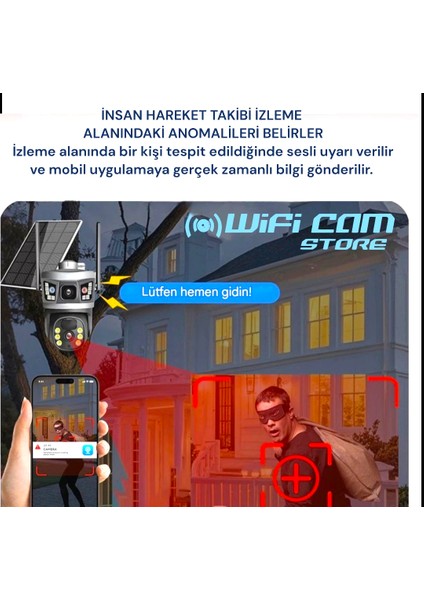 Çift Kameralı Wifi Solar Ptz Kamera V380 Pro Yazılım
