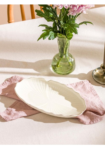 Desenli Porselen Kayık Tabak 30 cm