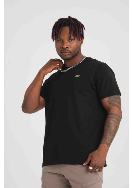 Basıc Siyah Regular Fit Bisiklet Yaka