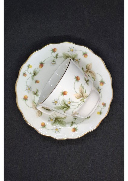 Çilek Kreması Fine China Vintage Duble Kahve Fincanı 2 Parça 180 ml indirimleri