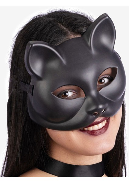 Siyah Renk Lüks Kedi Maskesi
