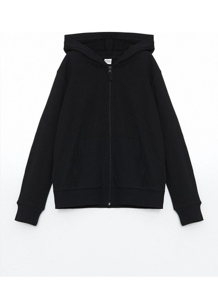 Kapüşonlu Kız Çocuk Fermuarlı Sweatshirt