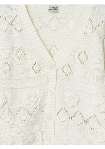 V Yaka Ajurlu Kız Çocuk Triko Hırka modelleri