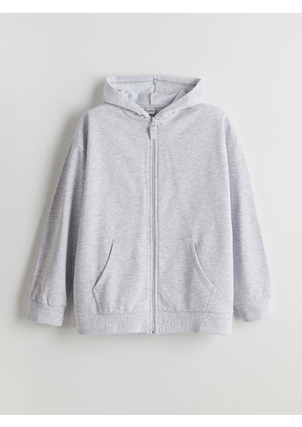 Kapüşonlu Kız Çocuk Fermuarlı Sweatshirt