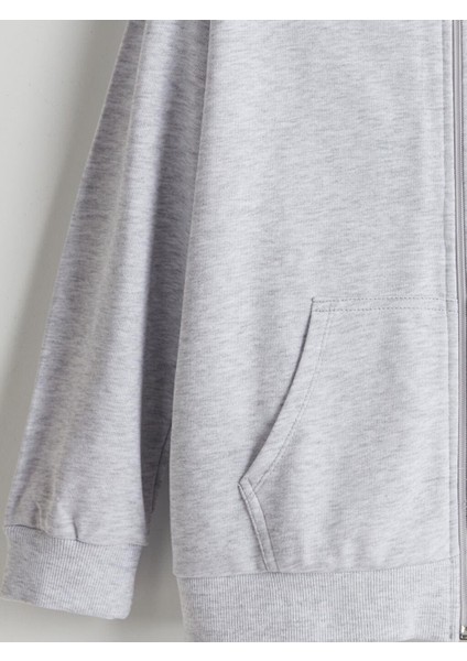 Kapüşonlu Kız Çocuk Fermuarlı Sweatshirt