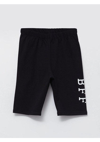 Beli Lastikli Baskılı Pamuklu Kız Çocuk Tayt