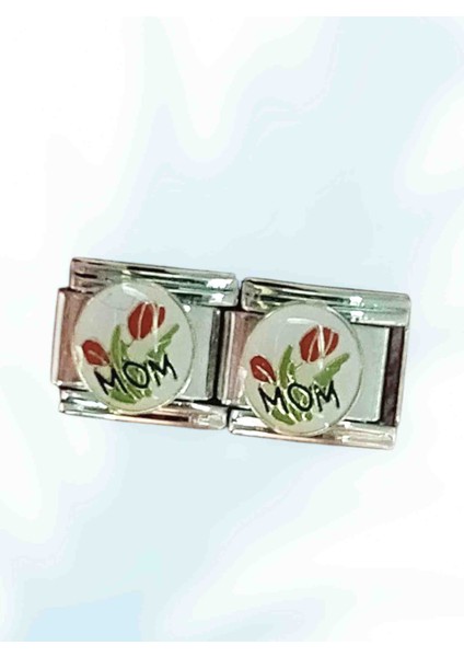 Kadın Mom Lale Çiçekli Çelik Charm