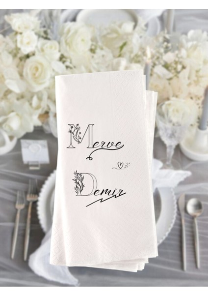 Söz Nişan Düğün Temalı Baskılı Peçete 20 Adet