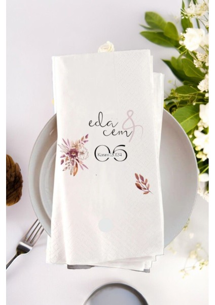 Kişiye Özel Söz, Nişan, Kına, Düğün Organizasyon Temalı Baskılı Peçete 20’li