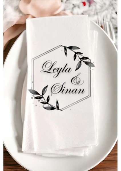 Kişiye Özel Söz, Nişan, Kına, Düğün Konsept Baskılı Sunum Peçetesi 20’li