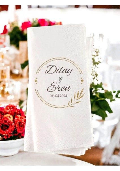 Kişiye Özel Sade Söz, Nişan, Düğün Temalı Baskılı Peçete 20’li