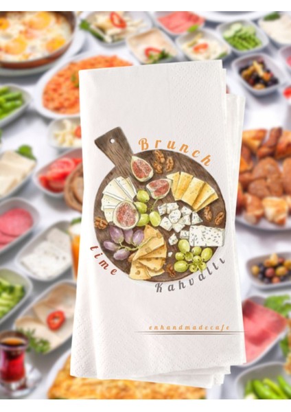 Brunch Kahvaltı Temalı Baskılı Peçete 20 Adet