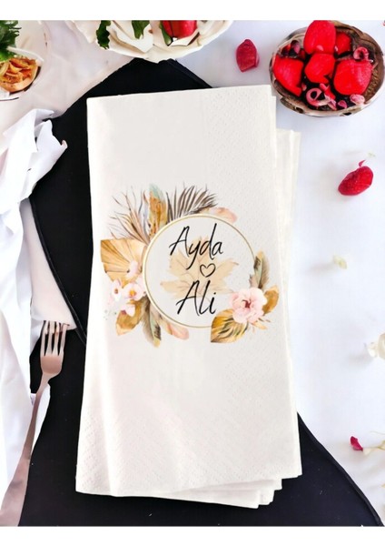 Kişiye Özel Sade Söz, Nişan, Düğün Temalı Baskılı Peçete 20’li