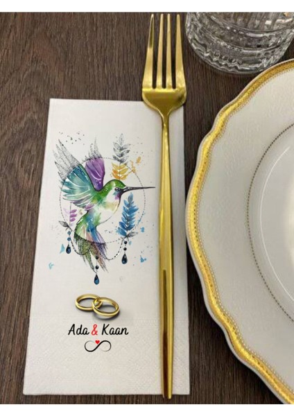 Nişan Yüzük Baskılı Peçete 20 Adet