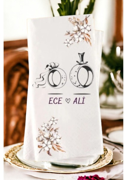 Kişiye Özel Söz, Nişan, Kına, Düğün Konsept Baskılı Sunum Peçetesi 20’li