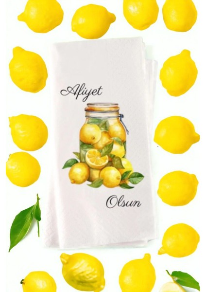 Kişiye Özel Yaz Konsepti Limonlar Temalı Sunum Peçetesi 20’li