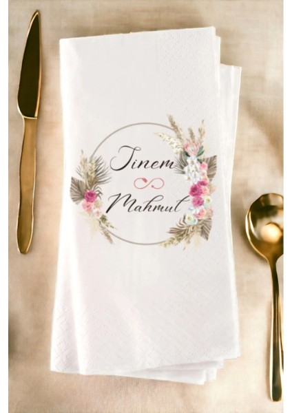 Kişiye Özel Söz, Nişan, Kına, Düğün Konsept Baskılı Sunum Peçetesi 20’li