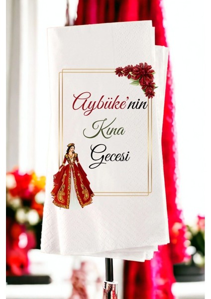 Kişiye Özel Söz, Nişan ve Kına Gecesi Baskılı Sunum Peçetesi 20’li