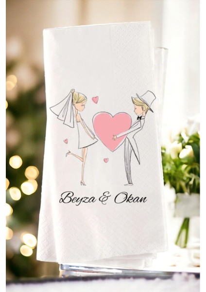 Kişiye Özel Söz, Nişan, Kına, Düğün Konsept Baskılı Sunum Peçetesi 20’li