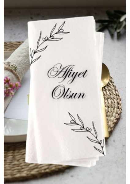 Kişiye Özel Afiyet Olsun Baskılı Sunum Peçetesi 20’li