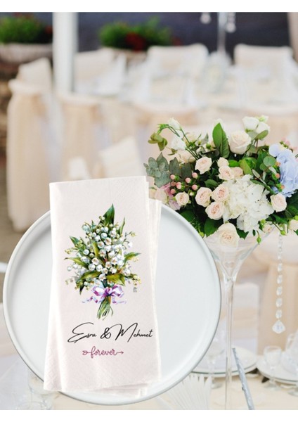Nişan Düğün Vadideki Zambak2 Temalı Kişiye Özel Baskılı Peçete 20 Adet